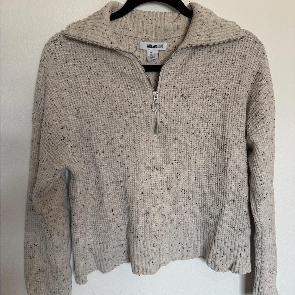 William Rast Women's Cream Speckled Half-Zip Sweater